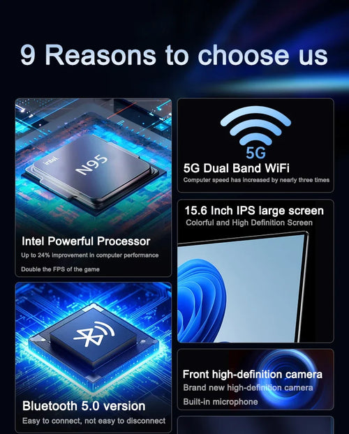 15.6" Laptop | Intel N95 Processor, 120Hz FHD Ultra‑Clear IPS Display, 7500mAh Long‑Lasting Battery, 32GB+2TB, Backlit Keyboard