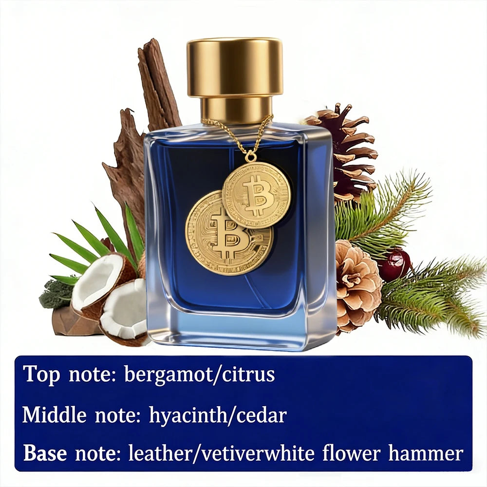 1 Bottle Of Bitcoin Collection Level 50ml/1.7FL.OZ Men's Perfume+Pendant Bitcoin Collection Level Christmas/Birthday Gift Set Party Dinner Essential Gift Travel Holiday Anniversary Winter/Christmas/Christmas Gifts For Men/Christmas Gifts