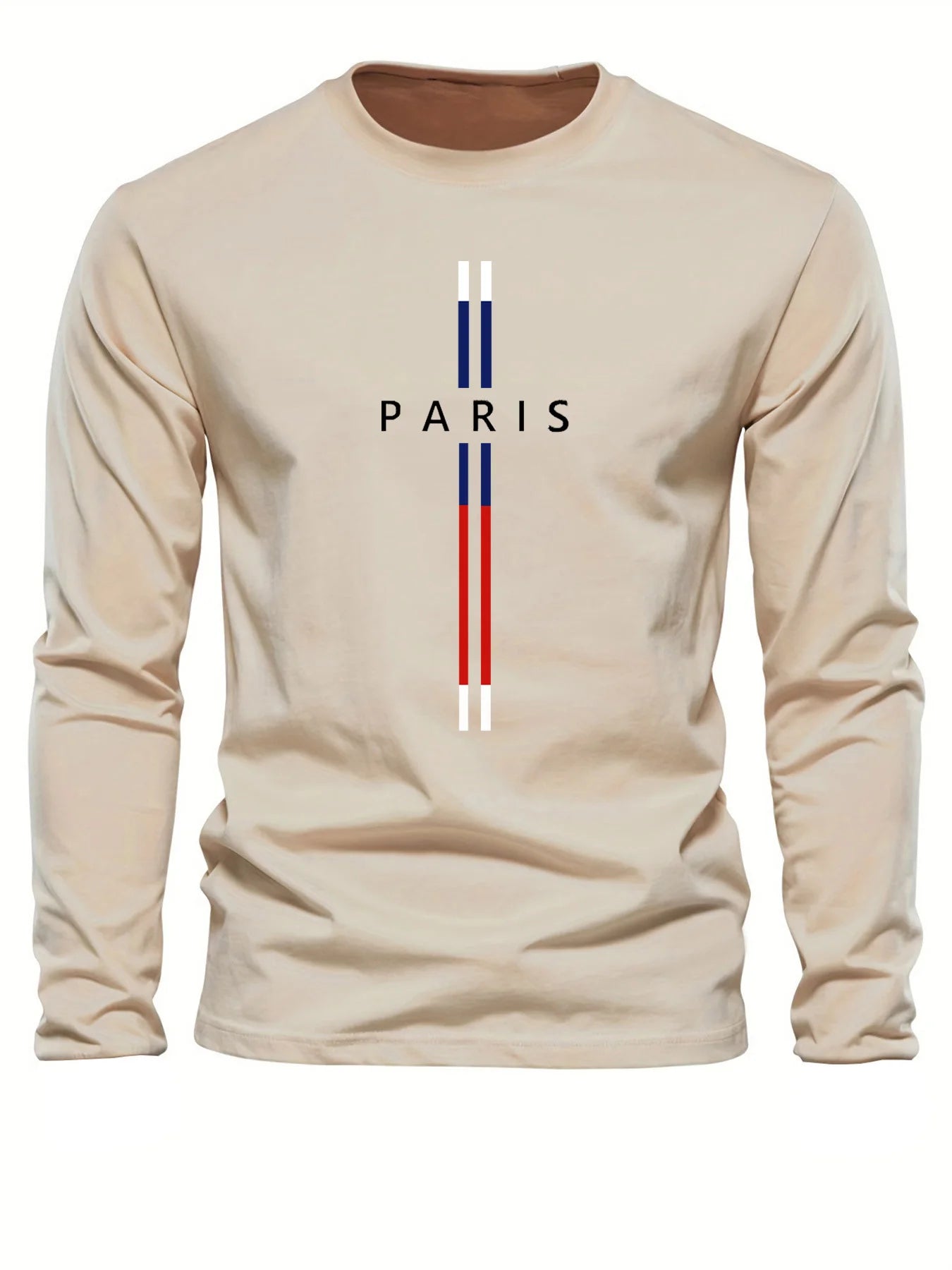 3D Paris graphic Summer T-shirt men's cotton loose Outdoor Sunscreen T-shirt sports leisure round neck long sleeved T-shirt tops