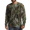 Men's Camo Animal Print Long Sleeve,3D Graphic Crew Neck Shirt, Outdoor Street Style, Spring Summer Casual Tops,For Men Hunting