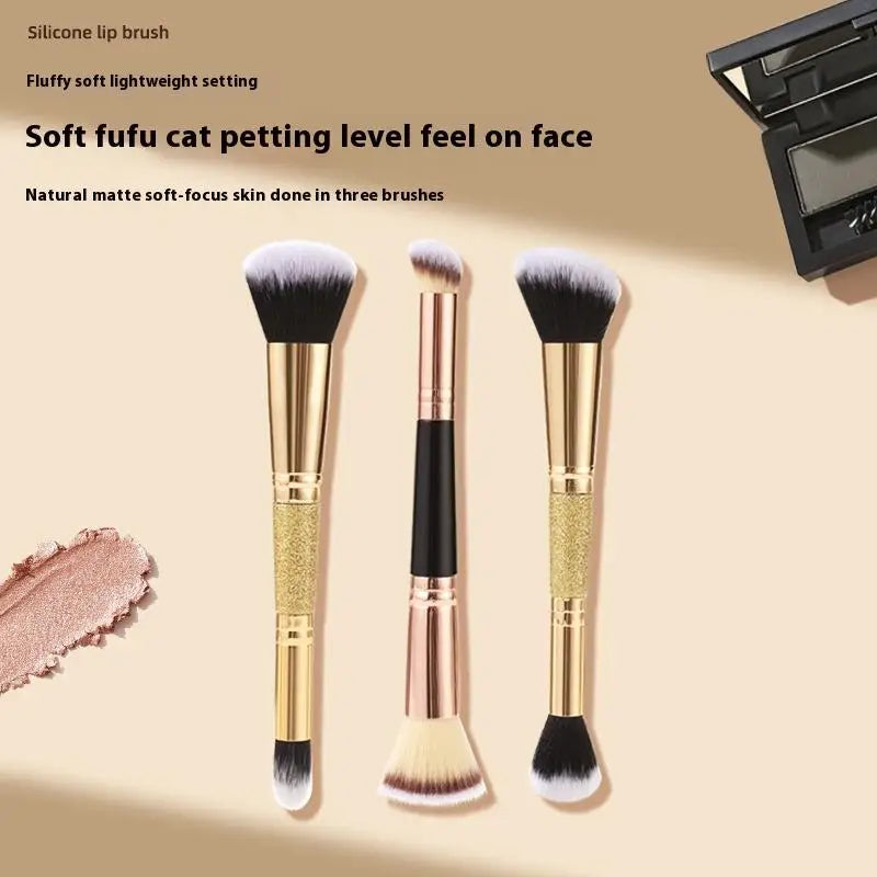 1/3 Pcs Double-Ended Foundation Makeup Brush Angled Concealer Makeup Brush For Liquid Powder Fluffy Cosmetic Tools