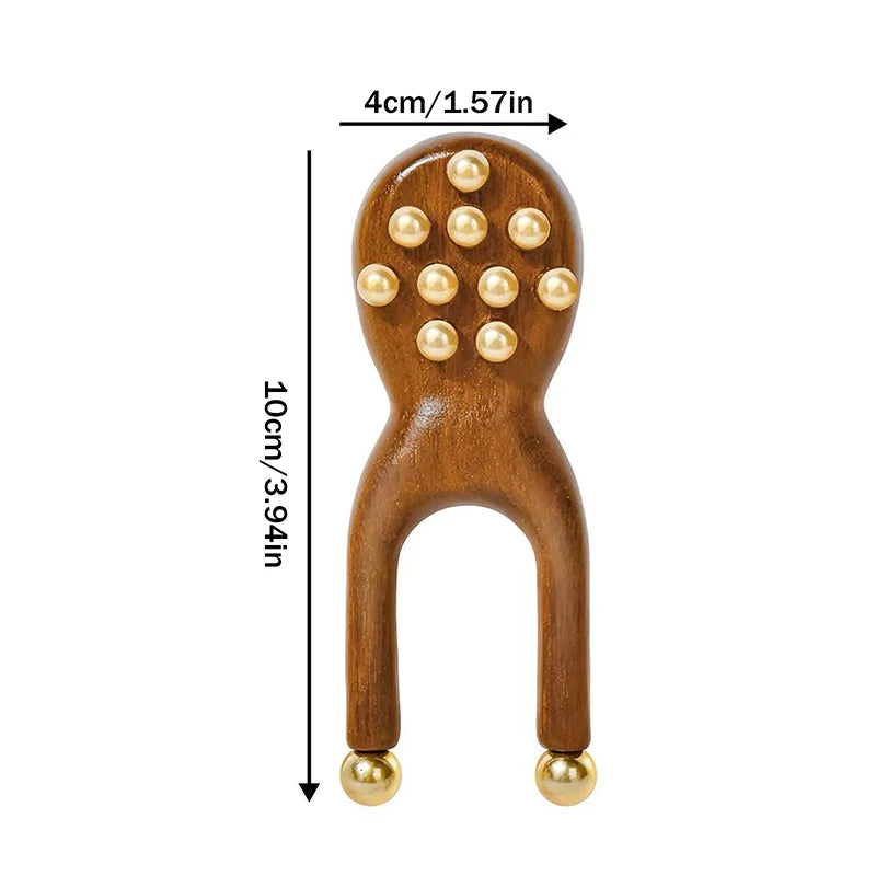 1PCS Wooden Nose Guasha Massage Tool Brass Bead Handheld Comb Antistatic For Face Nose Eye Relaxation Spot Meridians Acupoint