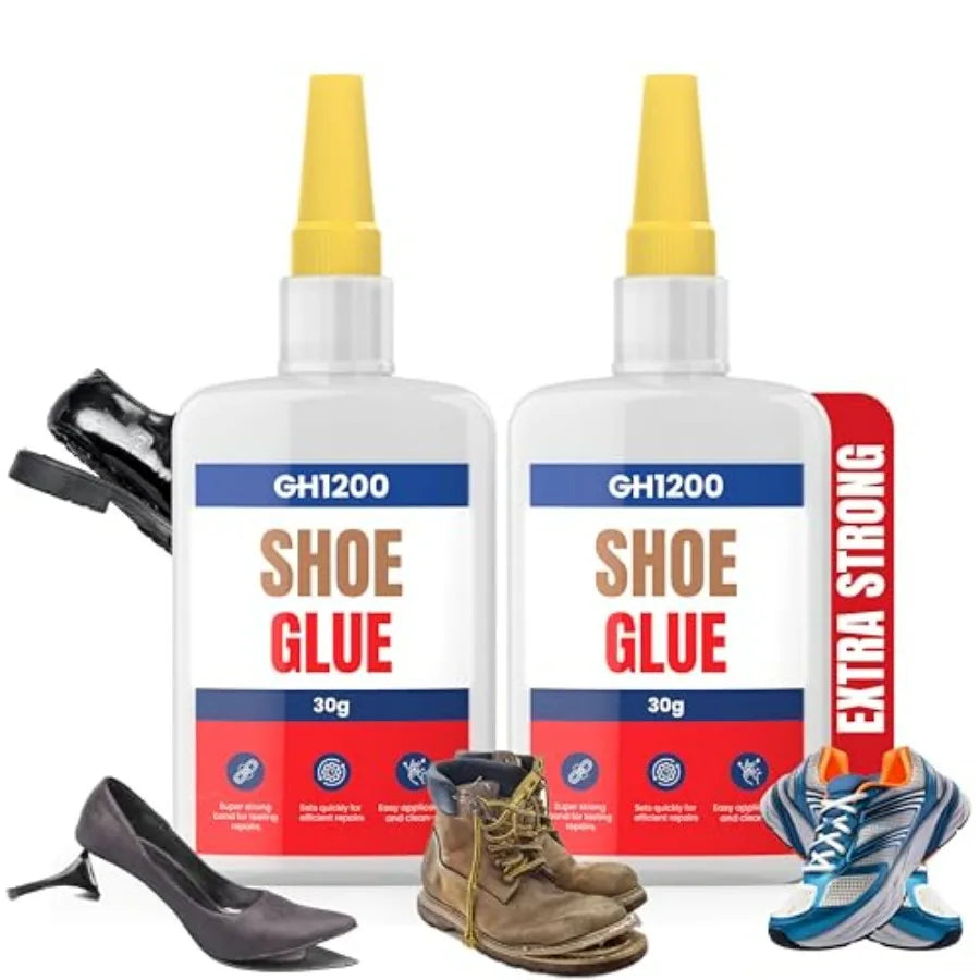 2 Pack Shoe Glue Heavy Duty, Clear Drying and Strong Shoe Glue Sole Repair, Non Stiff Repairs, Pegamento para Zapatos, Fixes Sn
