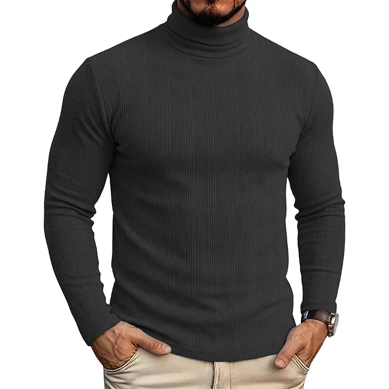 Men's Half Turtleneck Sweater Autumn Winter Soild Long-sleeved T-shirt High Elastic Slim Fit Pullover Thickened Bottoming Shirt