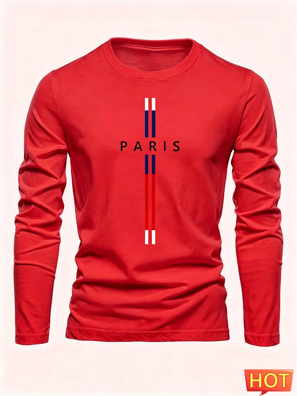 3D Paris graphic Summer T-shirt men's cotton loose Outdoor Sunscreen T-shirt sports leisure round neck long sleeved T-shirt tops