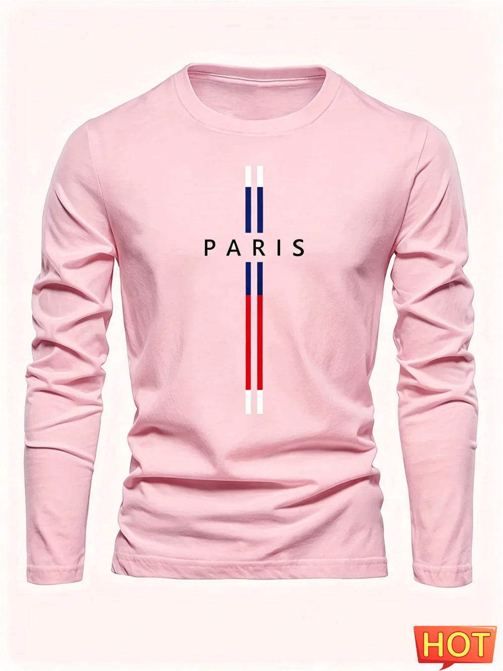 3D Paris graphic Summer T-shirt men's cotton loose Outdoor Sunscreen T-shirt sports leisure round neck long sleeved T-shirt tops