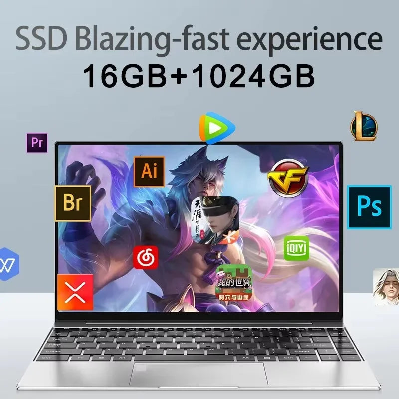 Budget Friendly 15.6" Business Notebook Big Memory Storage Efficient Multitasking Office Laptop