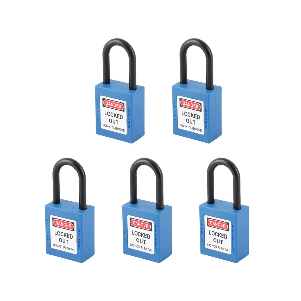 5 Sets 38mm Nylon Insulated Dustproof Safety Padlock With Keys Industrial Electrical Lockout Tagout Lock