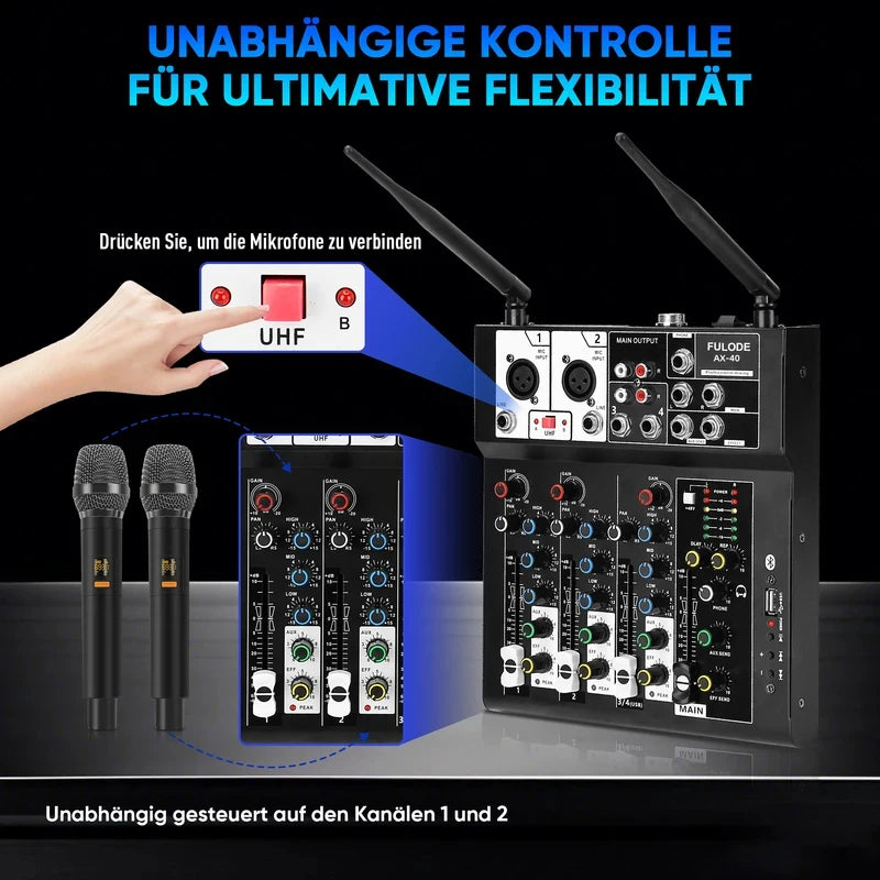 Fuluode Microphone Kit Mixer With Professional Sound Effect Adjustment & Real-Time Sound Quality Optimization For Live Streaming