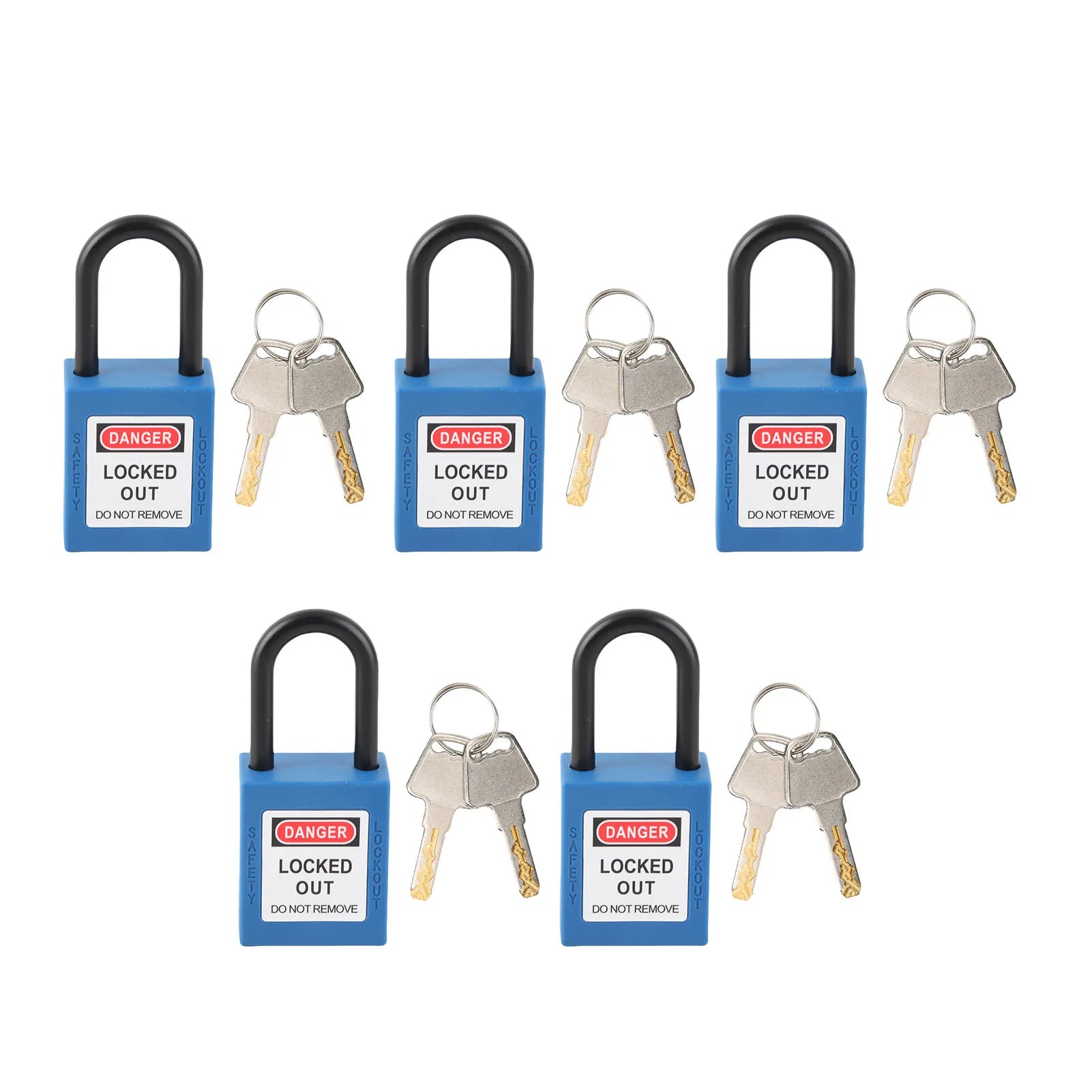 5 Sets 38mm Nylon Insulated Dustproof Safety Padlock With Keys Industrial Electrical Lockout Tagout Lock