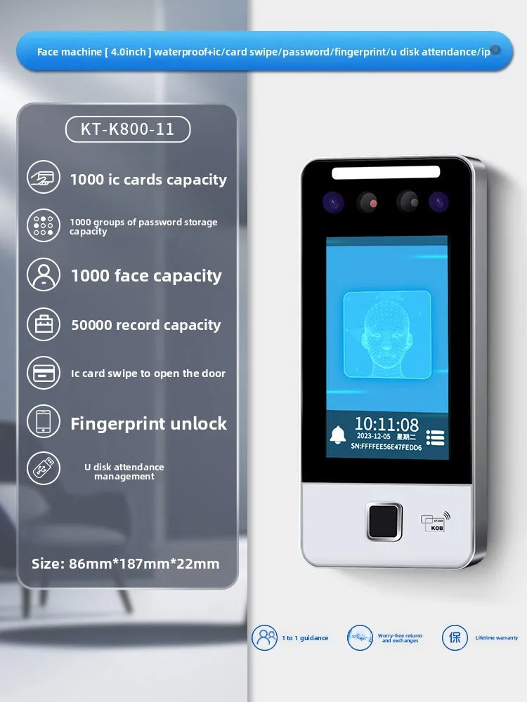 KOB Dynamic Face Access Control All-in-One Machine Swipe Card Password Fingerprint Remote Access Control WIFI Mini Program
