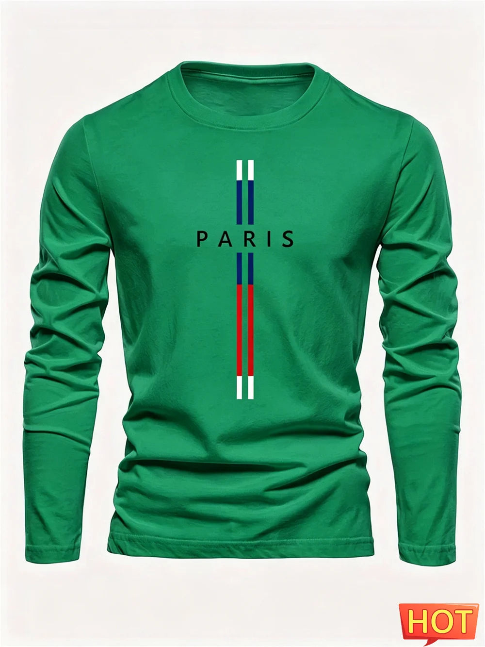 3D Paris graphic Summer T-shirt men's cotton loose Outdoor Sunscreen T-shirt sports leisure round neck long sleeved T-shirt tops