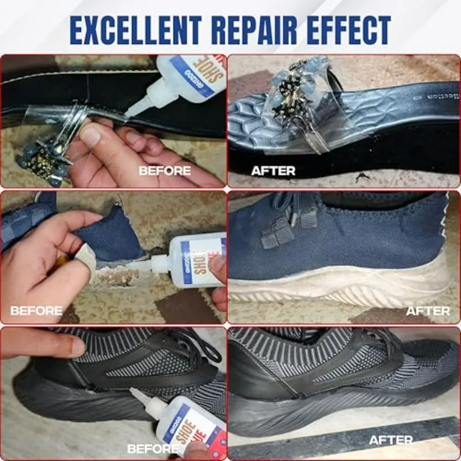 2 Pack Shoe Glue Heavy Duty, Clear Drying and Strong Shoe Glue Sole Repair, Non Stiff Repairs, Pegamento para Zapatos, Fixes Sn