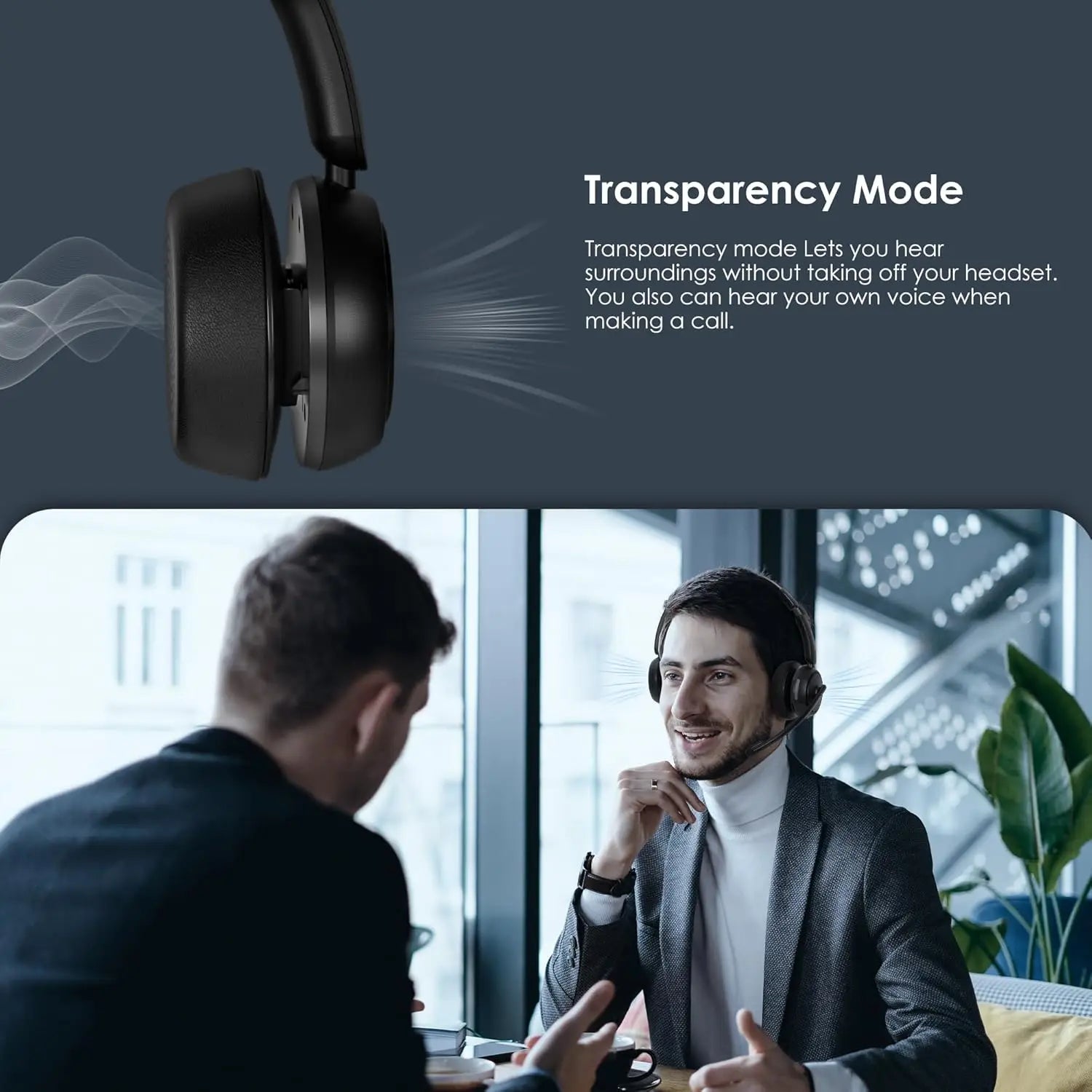 Bluetooth 5.4 ANC Headset with Mic for PC & Phone, Flip-to-Mute, USB Dongle, Noise Cancelling for Work/Call Center