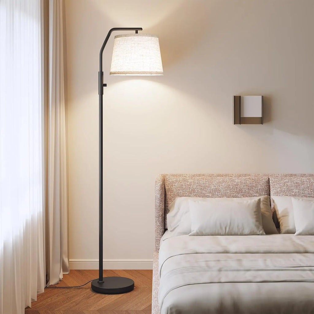 Adjustable Floor Lamp with 9W LED, Dimmable 0-100%, Modern Standing Light for Living Room Bedroom Office, Black