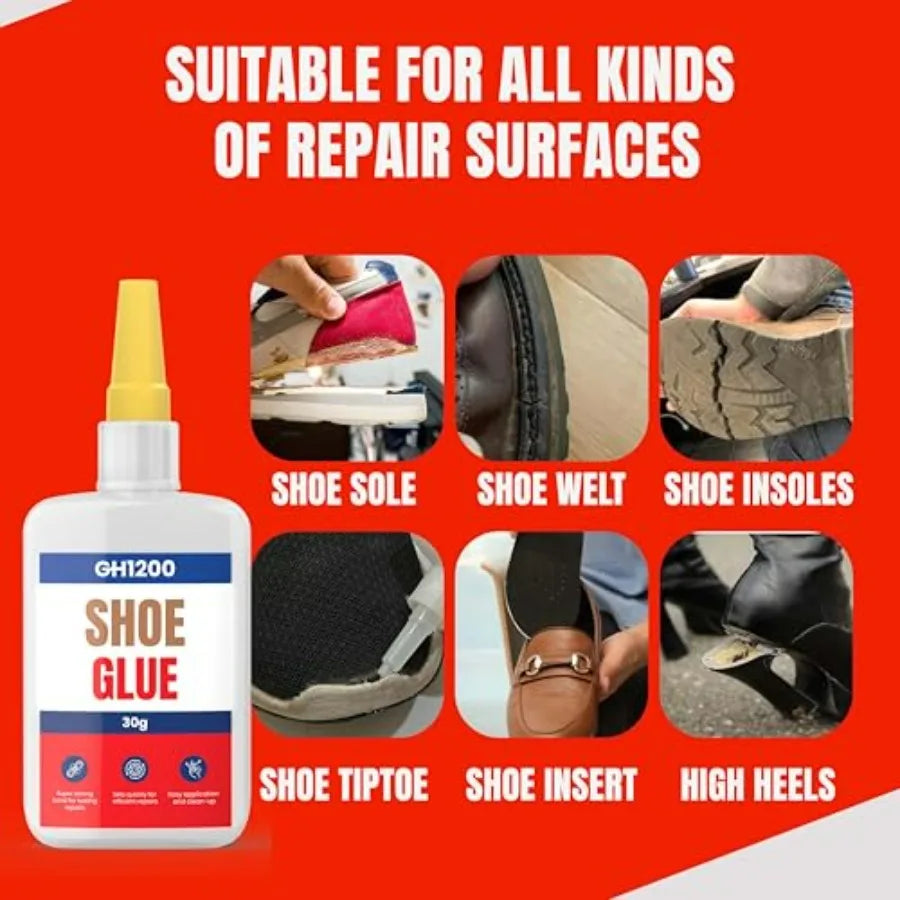 2 Pack Shoe Glue Heavy Duty, Clear Drying and Strong Shoe Glue Sole Repair, Non Stiff Repairs, Pegamento para Zapatos, Fixes Sn